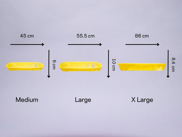 Size chart showing the sizes of the Boat Bowl